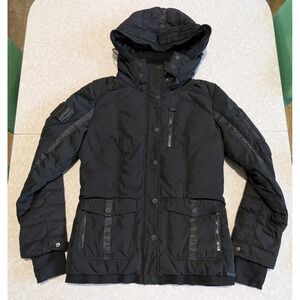 Blanc Noir Down Anorak Luxury Quality Heavy Warm Winter Coat Black Hooded